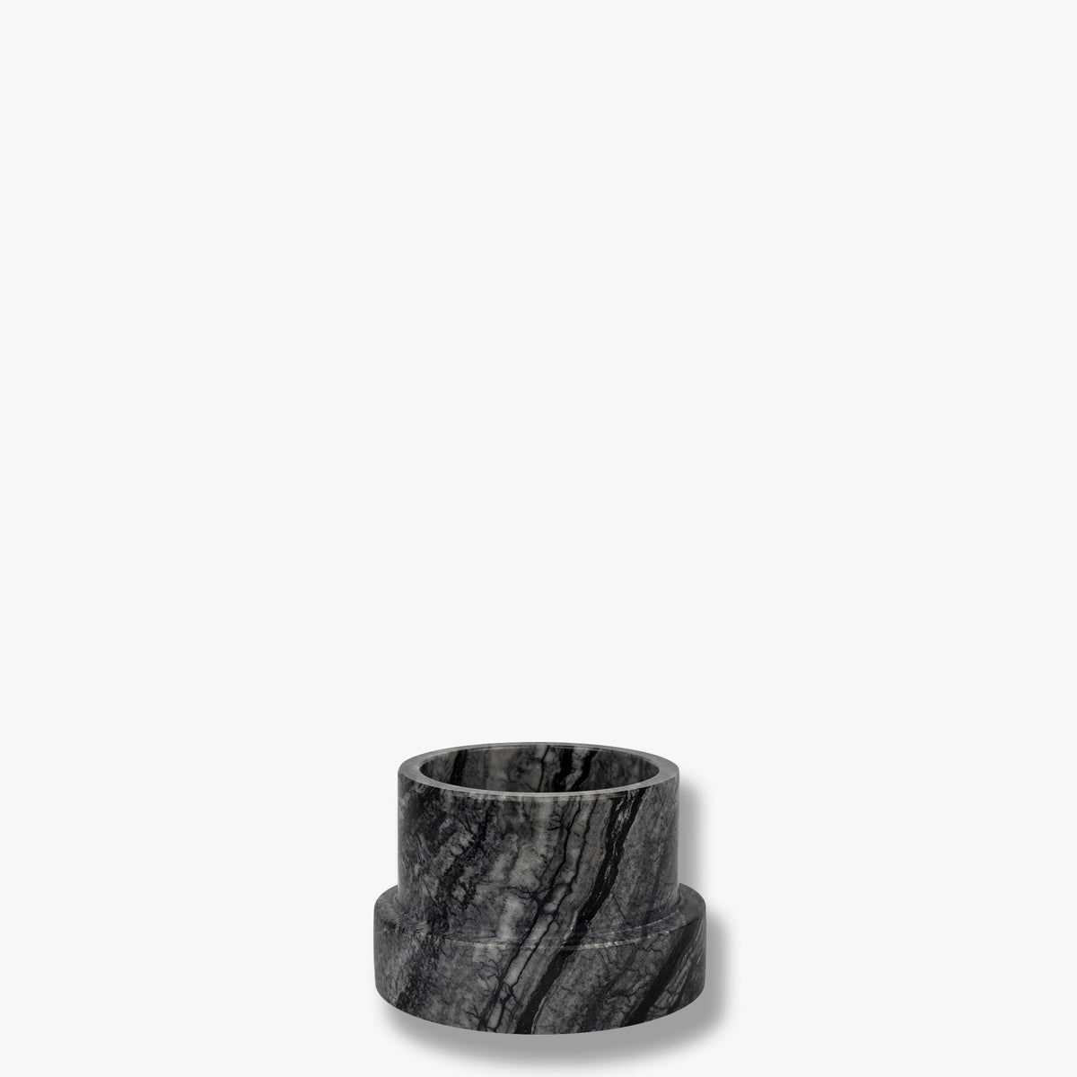 MARBLE bloklysestage, tall, Black / Grey