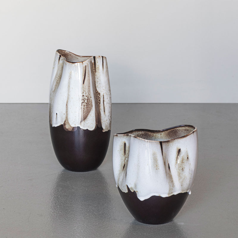 BY HAND curve vase, large, Off-white