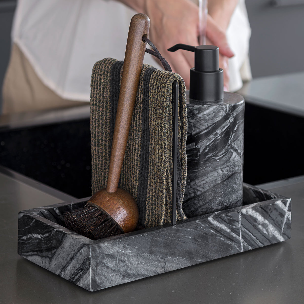 MARBLE høj dispenser, Black / Grey