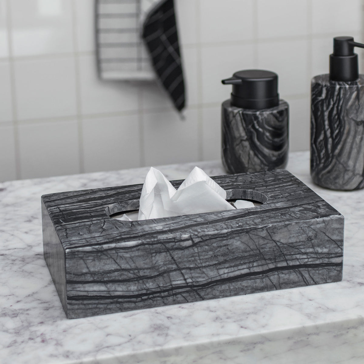 MARBLE tissue cover, Black / Grey