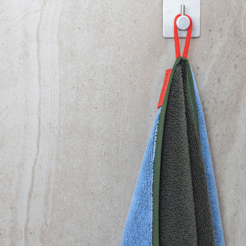 SOFT håndklæde, Dark Olive / Light blue