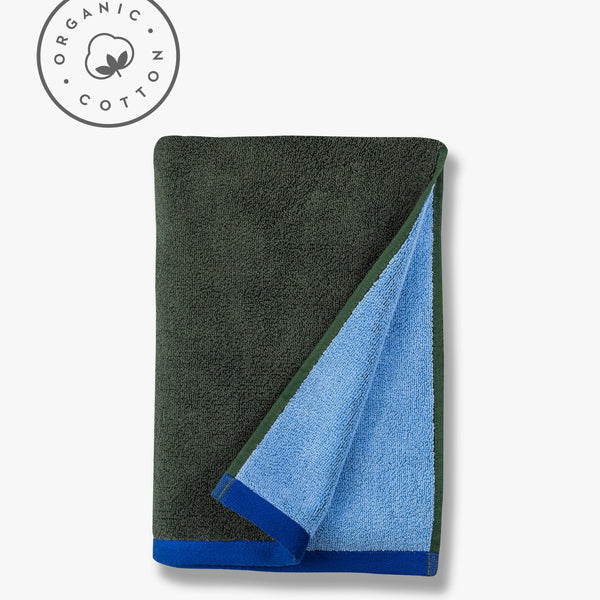 SOFT håndklæde, Dark Olive / Light blue